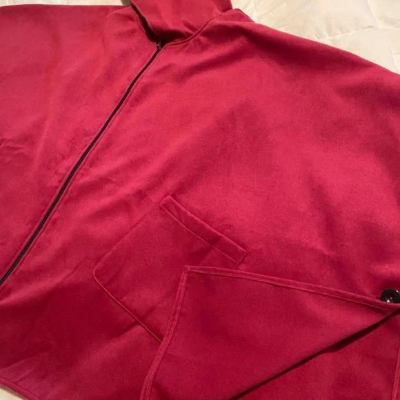Burgundy Wine Hooded Poncho/Cape w/Zipper - Picture 3 of 8